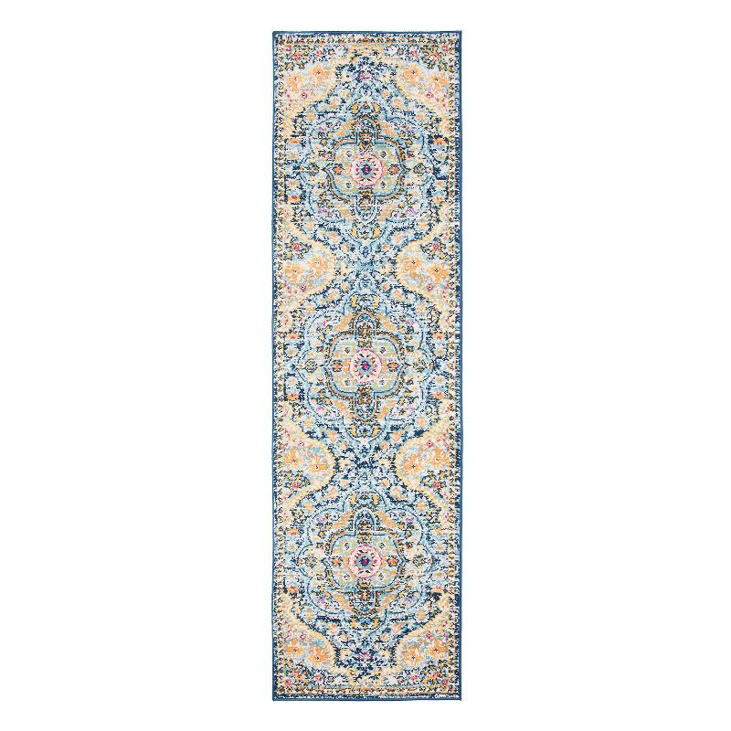 Navy Distressed Vintage Bohemian Runner Rug 2' x 7'