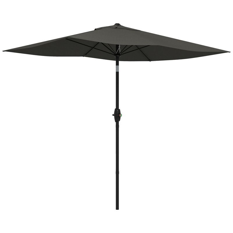 Gray Rectangular Market Umbrella with Crank & Tilt, 6.6 x 10 ft