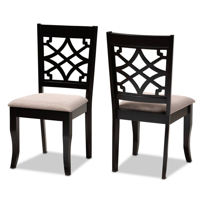 Espresso Sand Cane-Back Oak Wood Side Chair Set