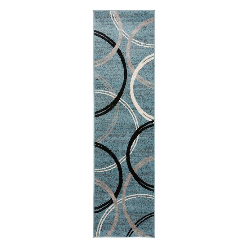 Blue Abstract Synthetic Easy Care Area Rug