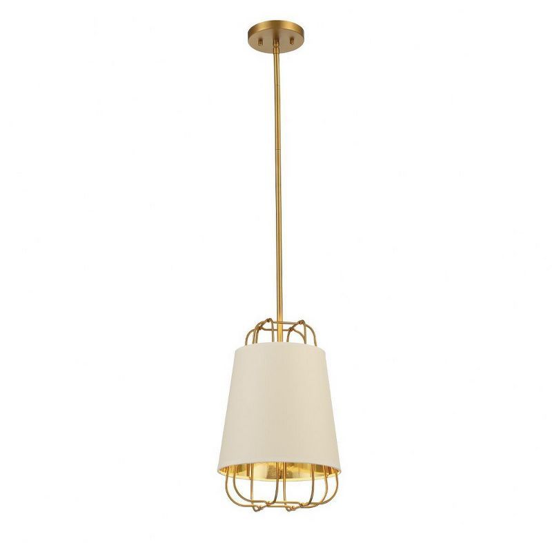 Tura White and Brass 1-Light Pendant with Linen Shade