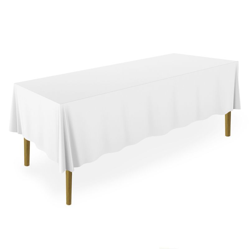 White Rectangular Polyester Fabric Tablecloth, 60 x 126 Inches