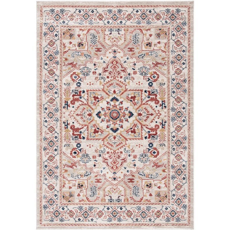 Charleston Heirloom-Style 59" Round Beige Synthetic Area Rug