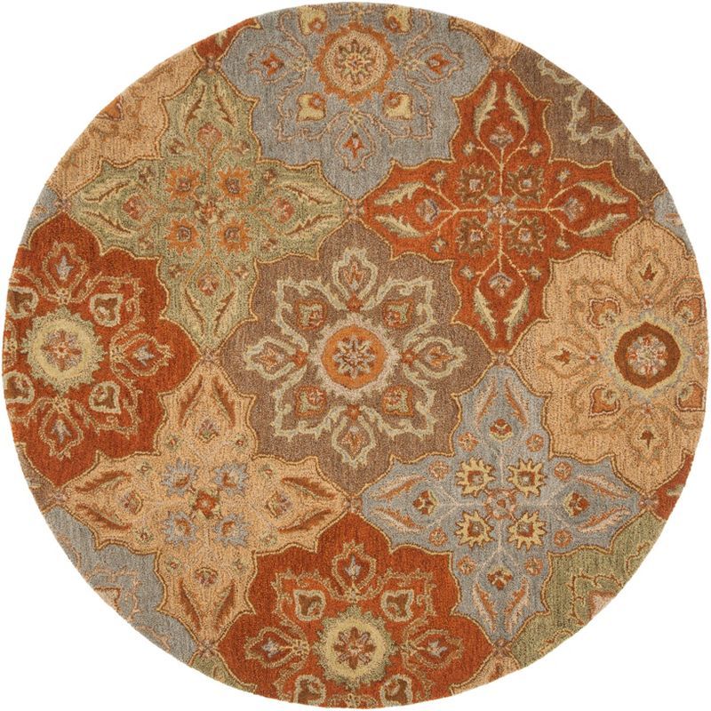 Multi-Color Round Hand-Tufted Wool Area Rug, 6' x 6'