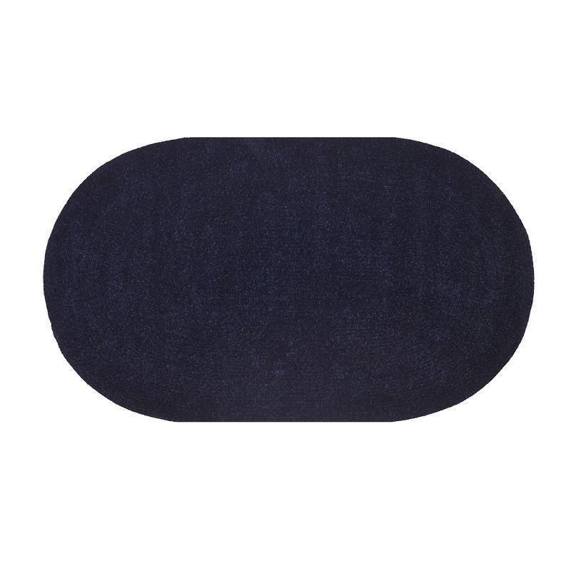 Navy 30" x 50" Oval Braided Reversible Synthetic Rug