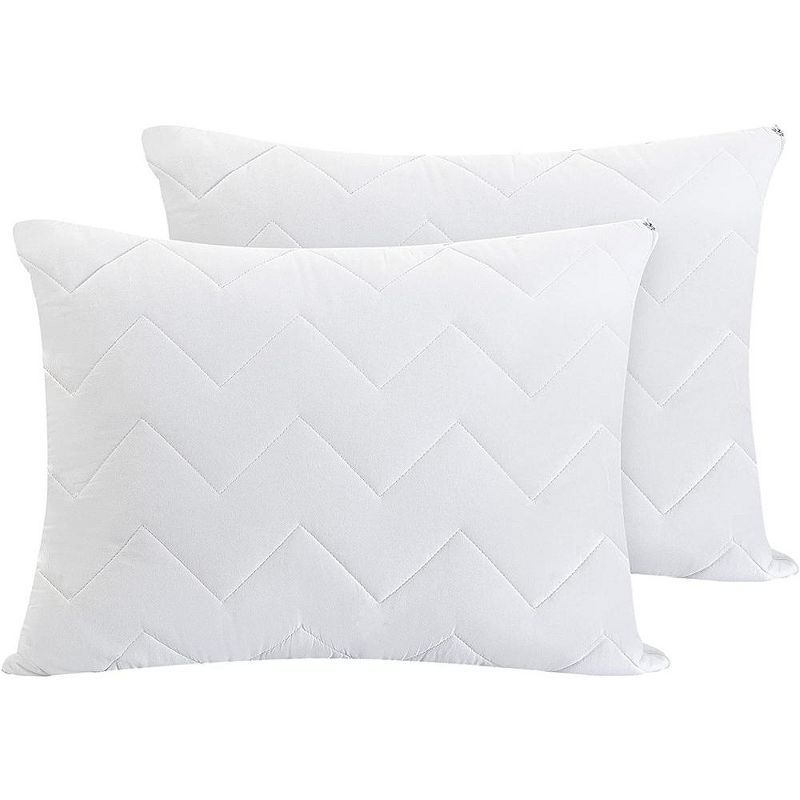 Quilted Cotton-Blend Standard/Queen Pillow Protector, Hypoallergenic, Set of 8 - White