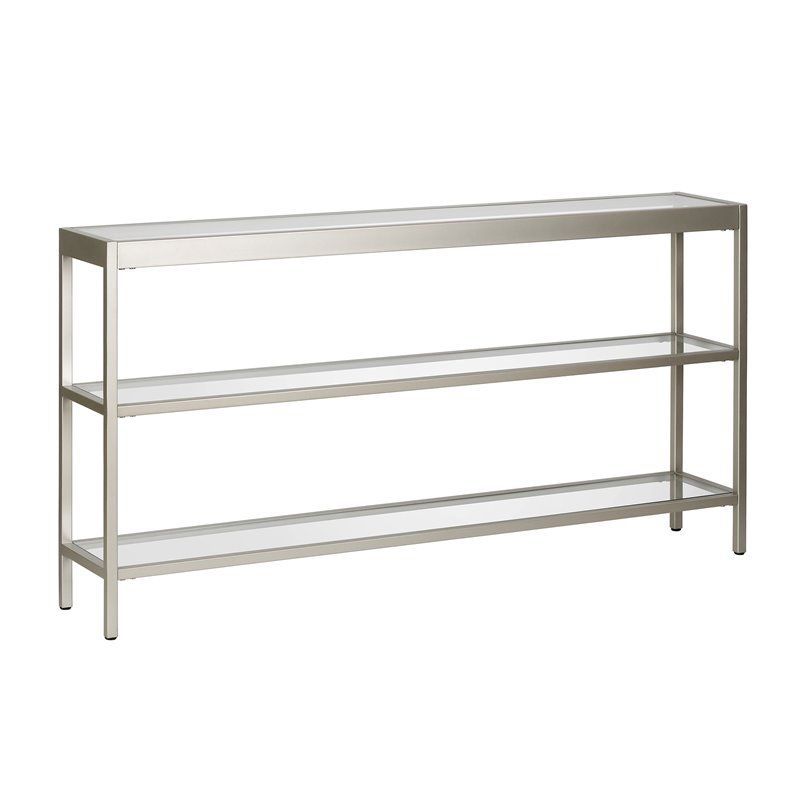 Nickel Glass Rectangular Hallway Table with Storage