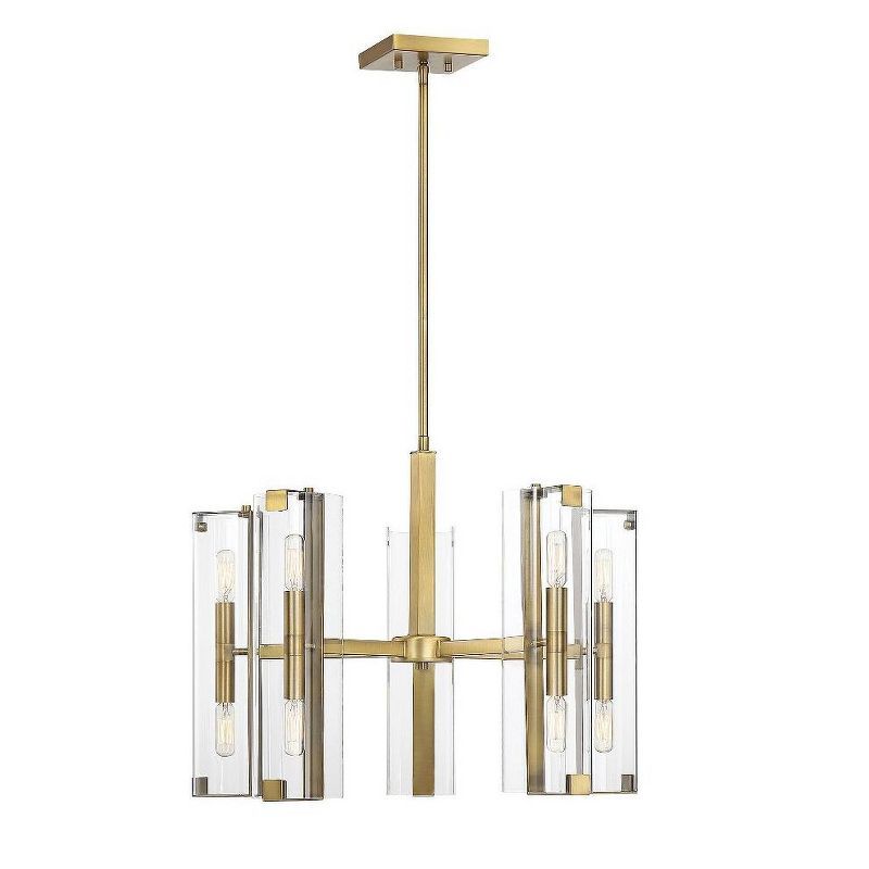 Winfield 10-Light Warm Brass and Glass Chandelier