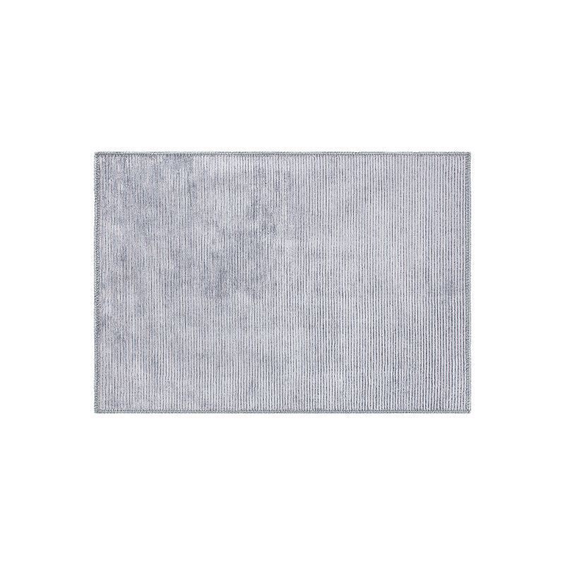 Gray Striped Flat Woven Reversible Machine Washable Area Rug