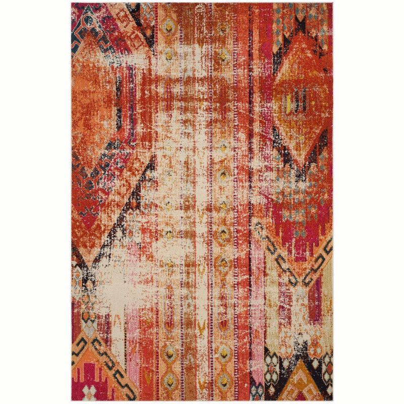 Bohemian-Chic Monaco Orange Multicolor Rectangular Area Rug