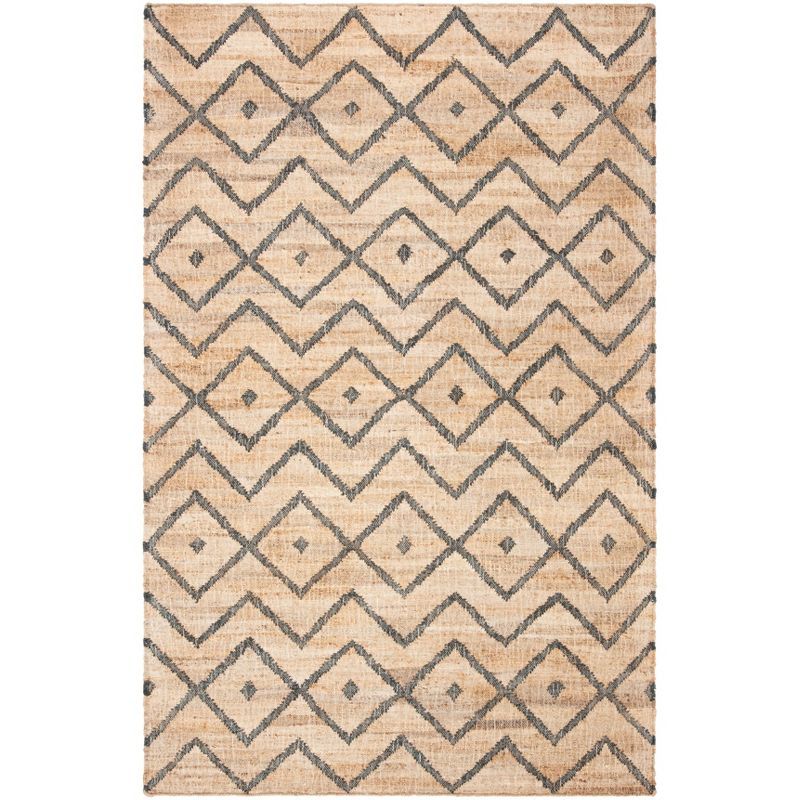 Natural and Charcoal Handmade Wool and Cotton Kilim Area Rug