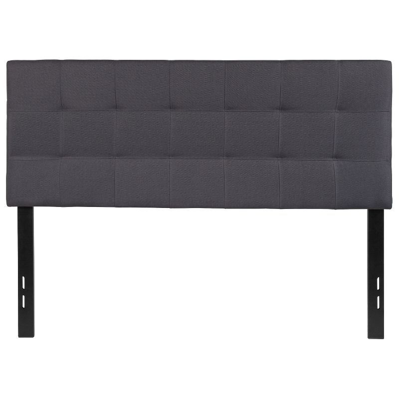 Dark Gray Full Upholstered Tufted Headboard with Metal Frame