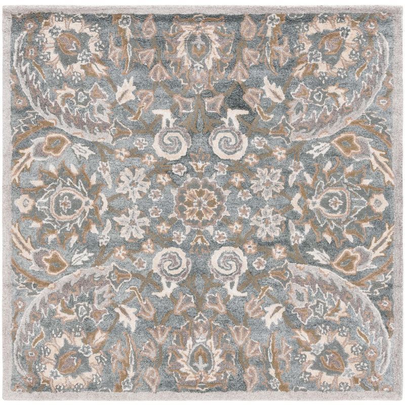 Bella Grey and Multi 5' x 5' Square Hand-Tufted Wool Rug