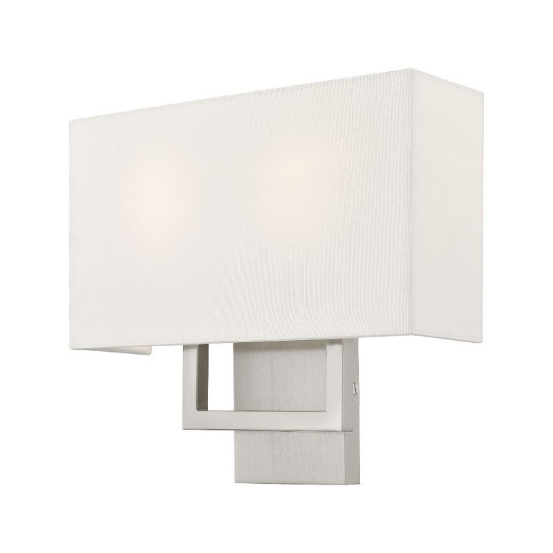 Pierson 2-Light Brushed Nickel Wall Sconce with Off-White Shade