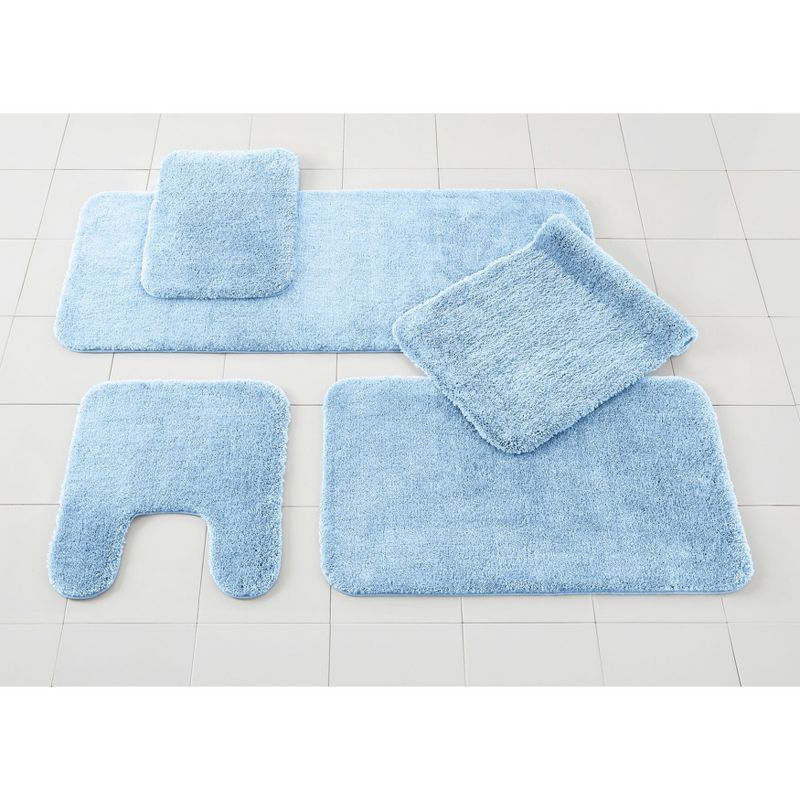 Sky Blue Plush Polyester Bath Rug with Non-Slip Backing, 24" x 40"