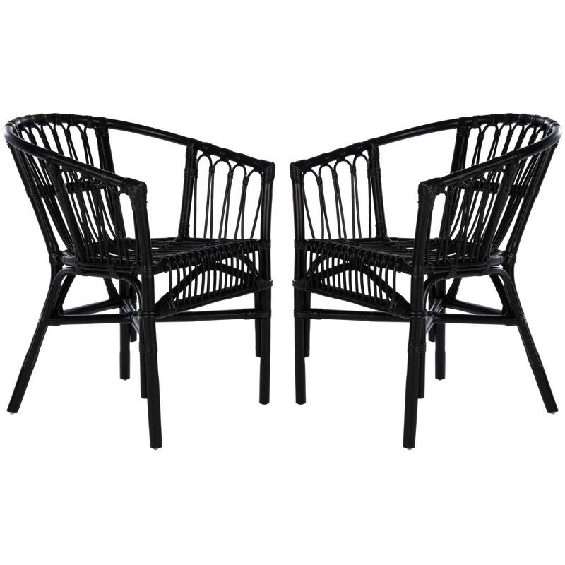 Sustainably Sourced Black Rattan Accent Chair Set