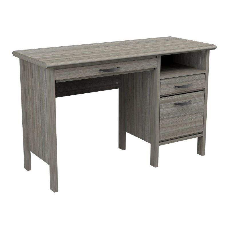 Smoke Oak Engineered Wood 64'' Desk with Keyboard Tray and File Cabinet