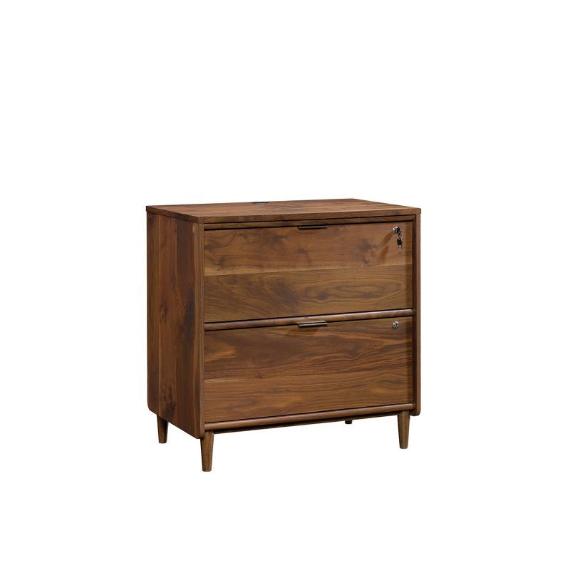 Grand Walnut 2-Drawer Lockable Lateral Filing Cabinet with Brass Handles