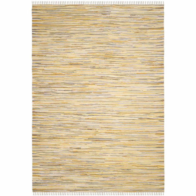 Handmade Gold and Multicolor Cotton Striped Area Rug 5' x 8'