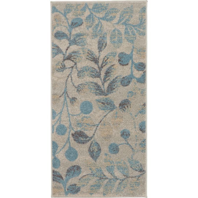 Ivory & Turquoise Floral Bliss 6' x 9' Synthetic Area Rug