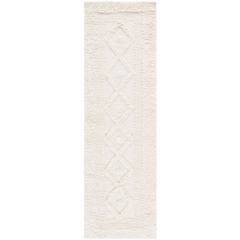 Hand-Knotted Ivory Wool Rug - 2' 3" x 8'