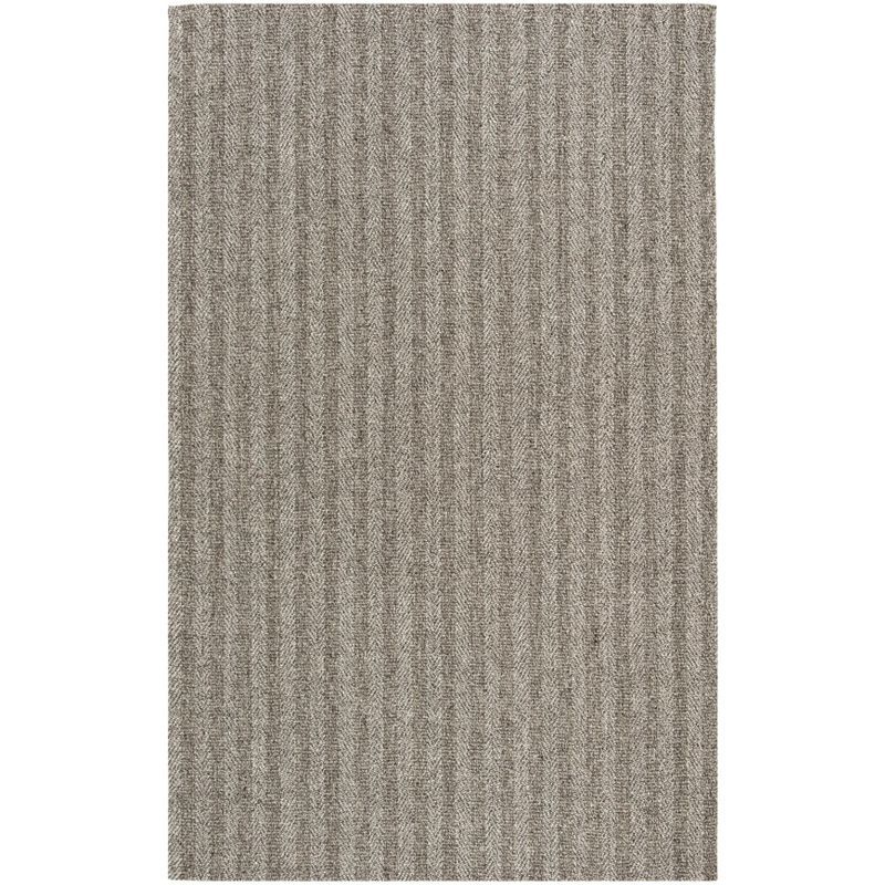 Gray Hand-Knotted Wool and Viscose Rectangular Rug