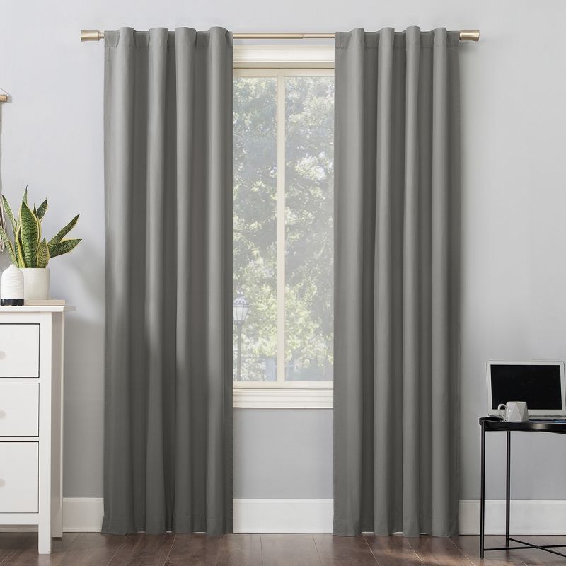 Gray Polyester Blackout Thermal Back Tab Drapes