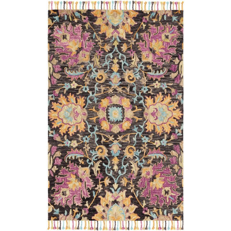 Multicolor Floral Wool Rectangular Area Rug