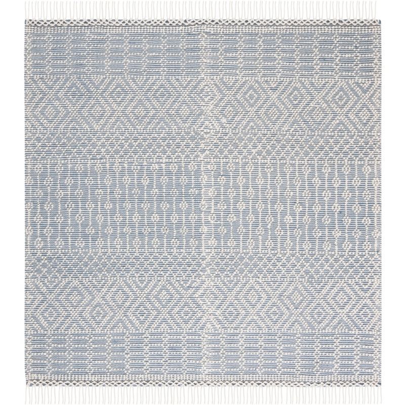 Coastal Charm Hand-Tufted Gray Stripe Wool Square Rug