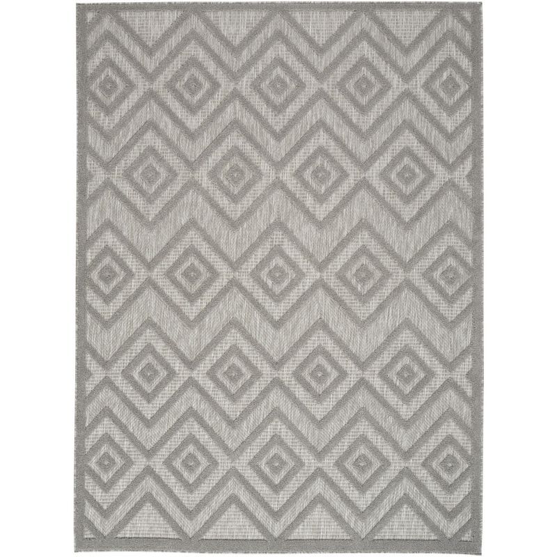 Silver Grey Diamond 6' x 9' Synthetic Reversible Flatweave Rug