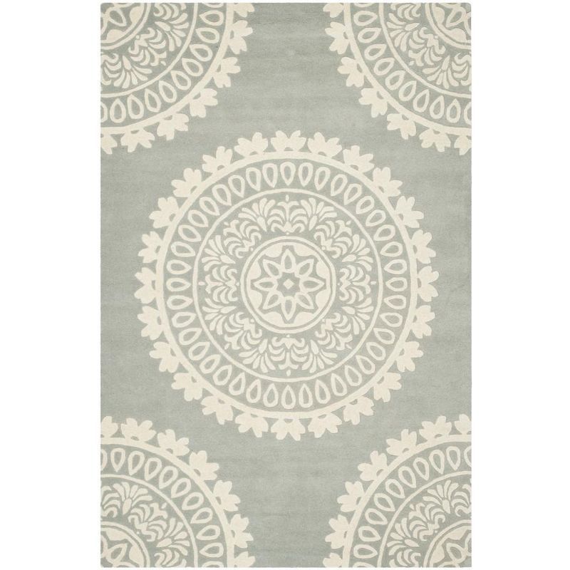 Bella Gray and Ivory Hand-Tufted Wool Area Rug 6' x 9'