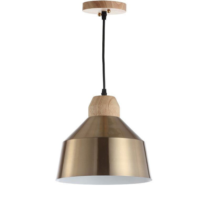 Contemporary Brass Gold & Light Brown LED Pendant, 83.3" High