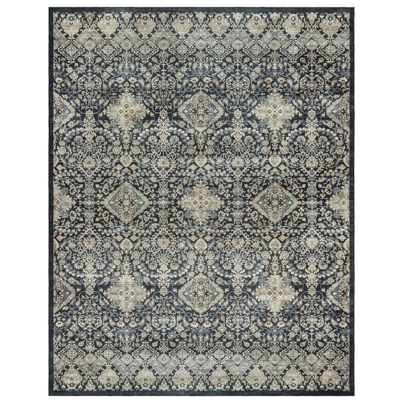 Tanis Anthracite Traditional Washable Rectangular Area Rug