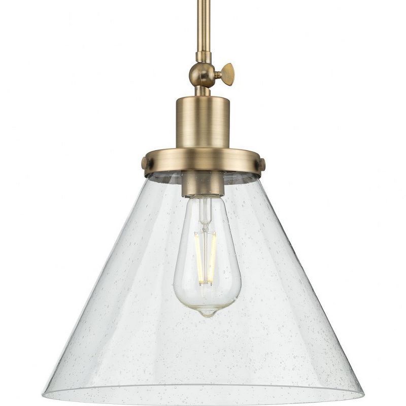 Hinton 12.5" Vintage Brass Seeded Glass Pendant Light