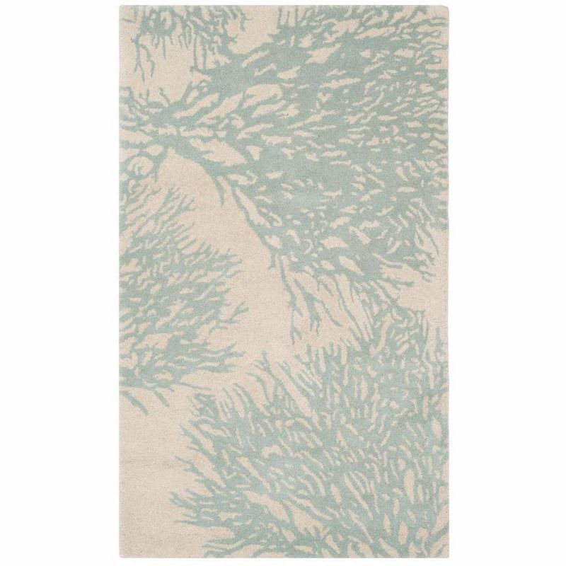 Bella Hand-Tufted Wool Area Rug in Beige & Blue, 4' x 6'