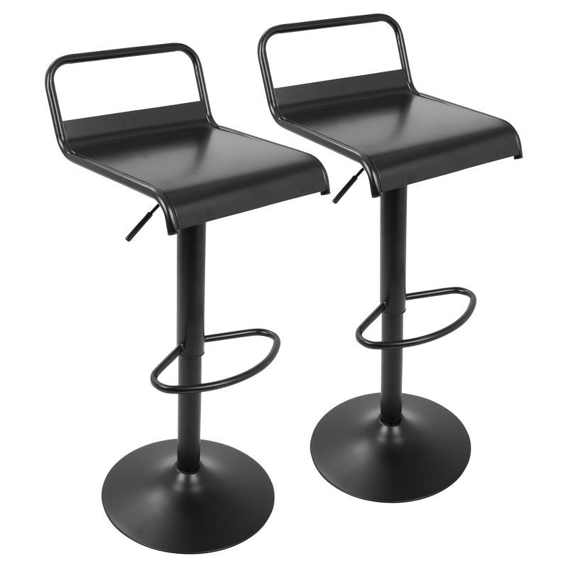 Emery Black Adjustable Metal Swivel Bar Stools, Set of 2