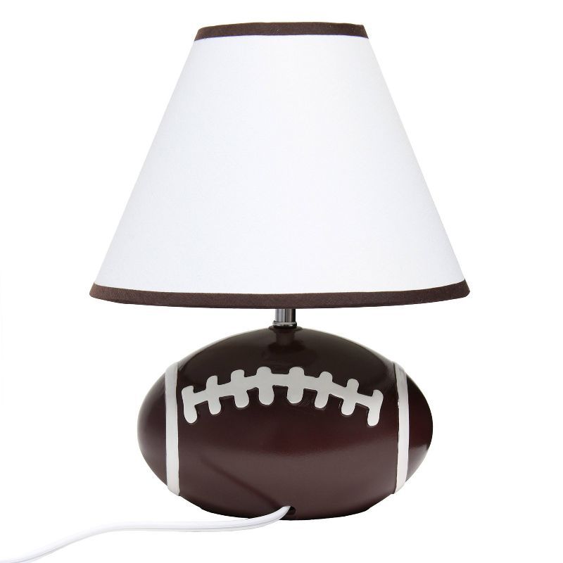 White and Brown Ceramic Football Table Lamp for Kids' Room