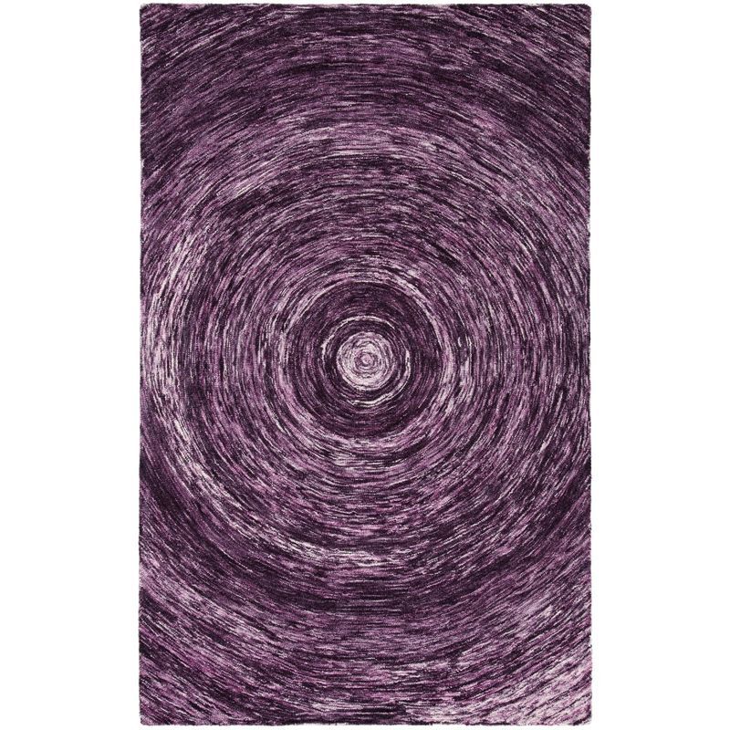 Purple Hand-Tufted Wool Round Area Rug