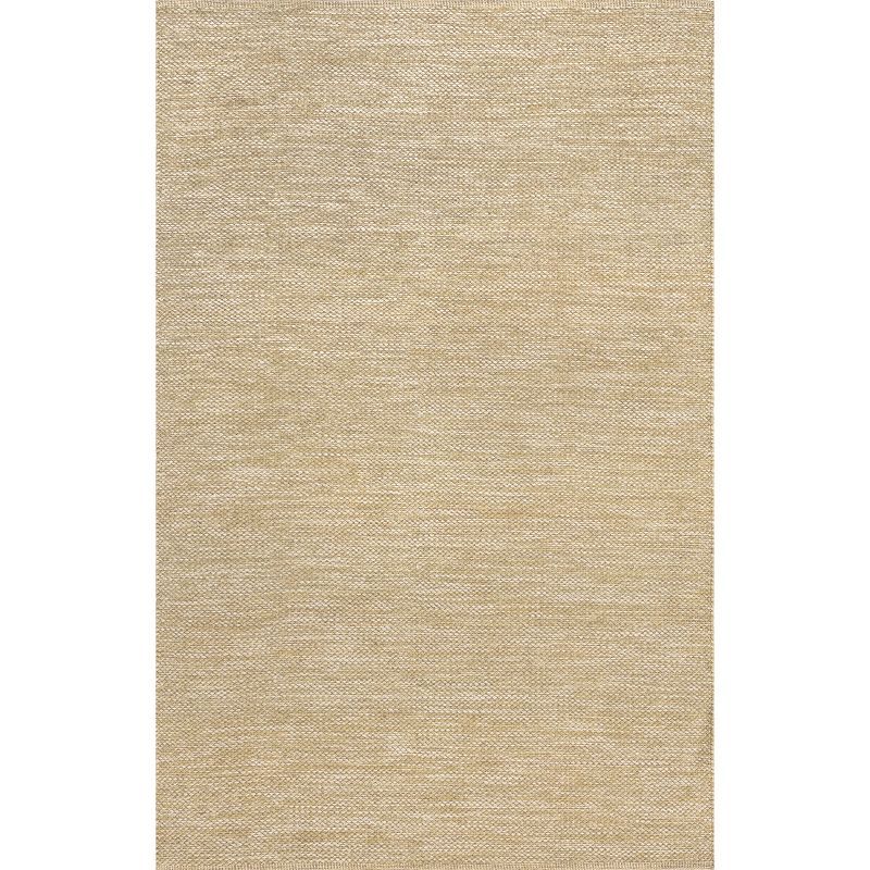 Handmade Beige Cotton Flat Woven Rectangular Rug, 3' x 5'