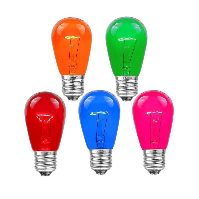 Multi-Color S14 Edison Outdoor String Light Bulbs, 11 Watt