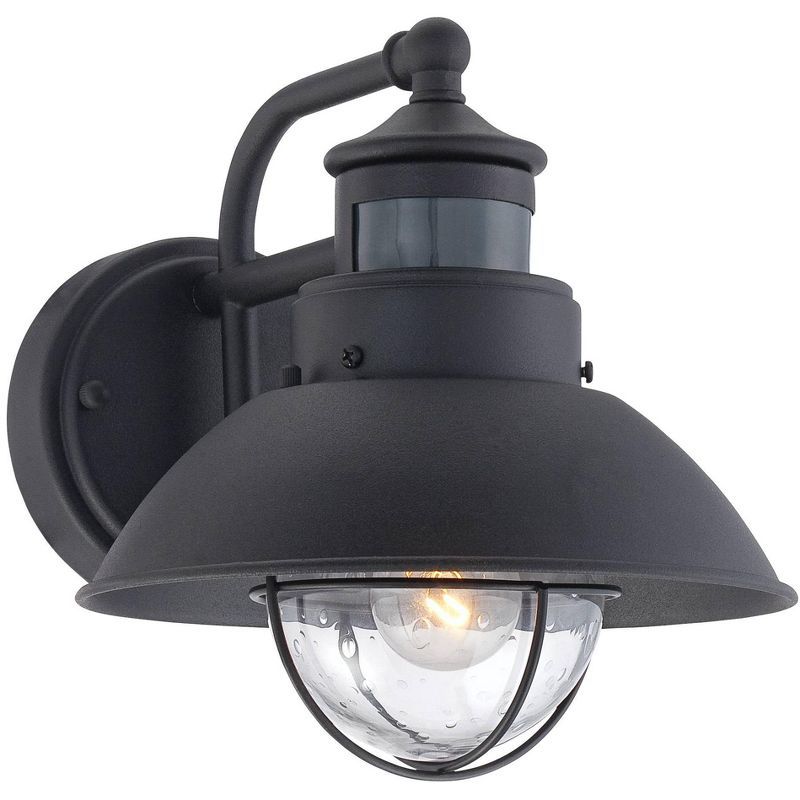 Black Steel Outdoor Barn Light with Clear Glass Shade