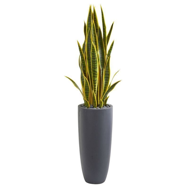 Elegant 4.5ft Sansevieria Faux Plant in Sleek Gray Planter