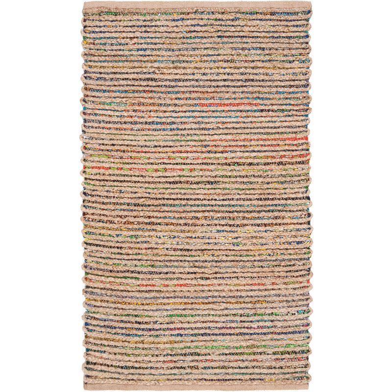 Beige and Multicolor Hand-Knotted Wool Area Rug, 3' x 5'