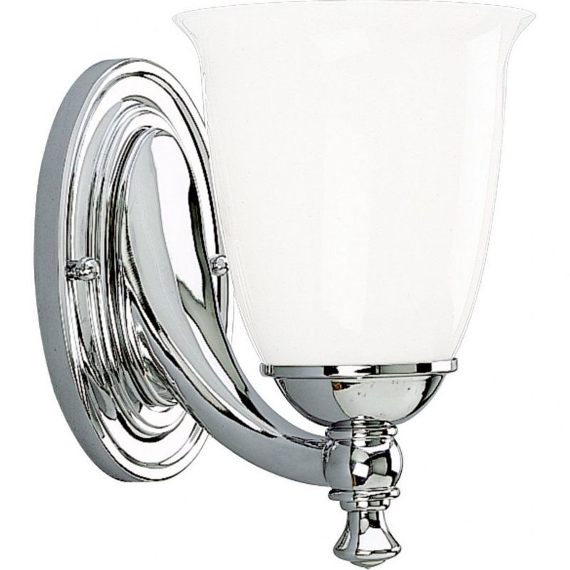 Victorian Polished Chrome Wall Sconce with Opal Glass Shade