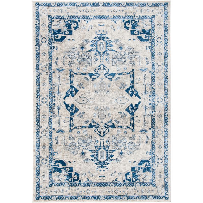 Brentwood Blue and Beige Hand-knotted Synthetic Area Rug