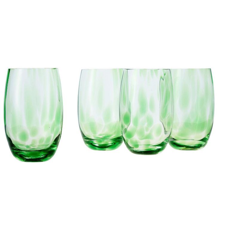 Green Confetti Hand Blown Glass Water Set