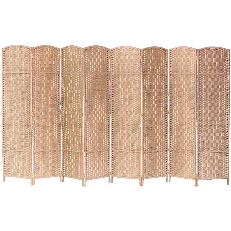 Natural Bamboo Diamond Weave 8-Panel Folding Room Divider