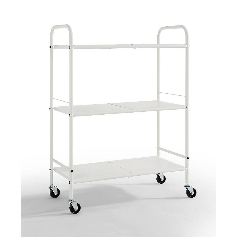 White Metal 3-Tier Rolling Utility Storage Cart