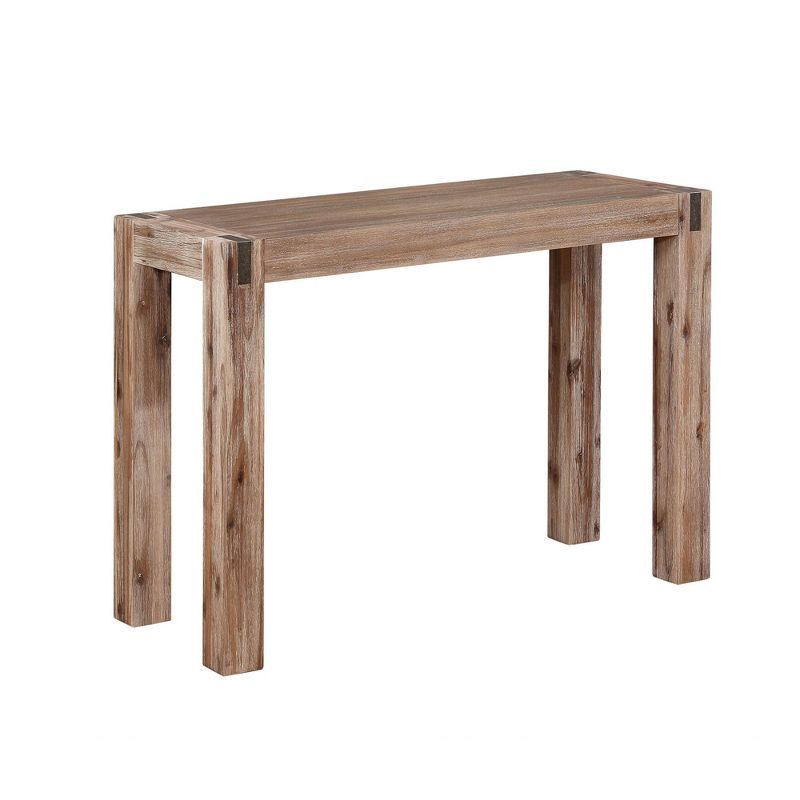 Woodstock Acacia Wood and Bronze Media Console Table, Brushed Driftwood