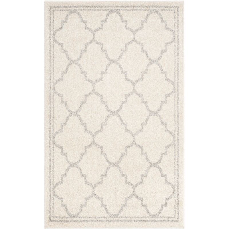 Geometric Beige & Light Grey Synthetic Easy-Care Area Rug